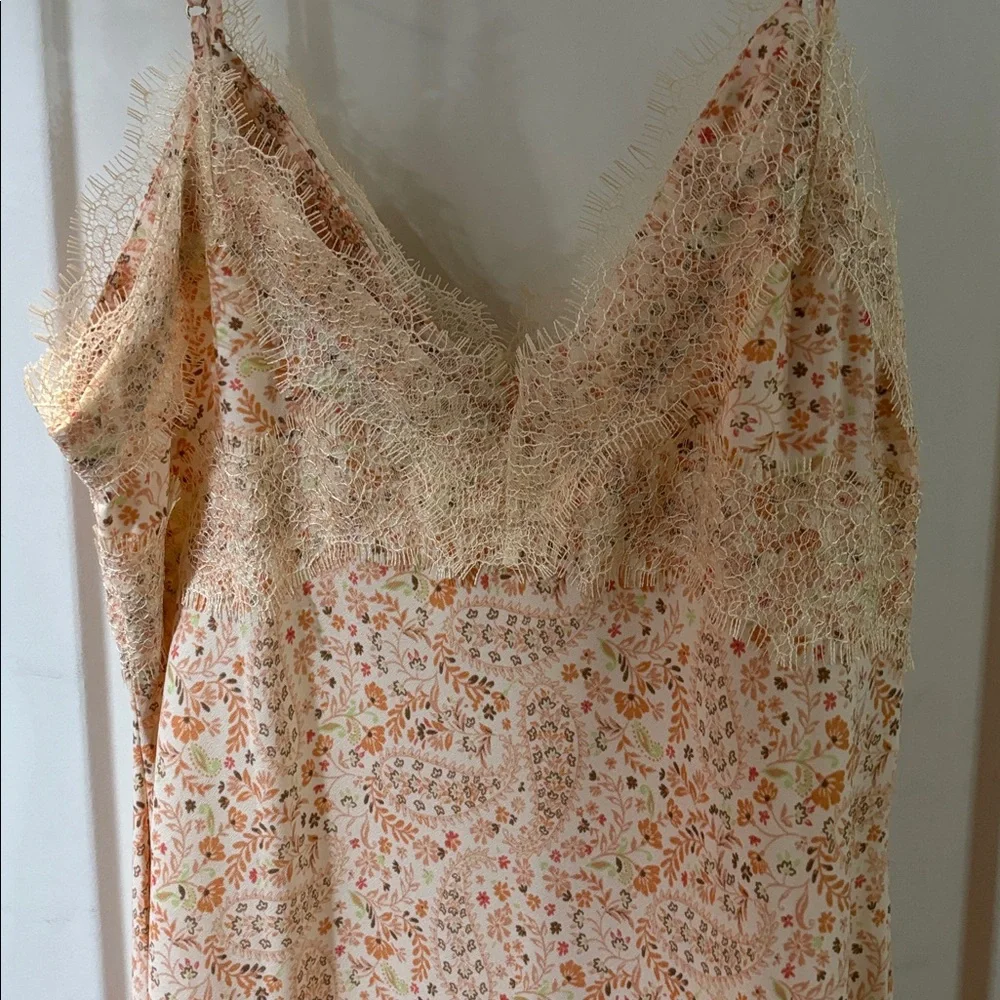 LOFT Peach and Green Floral Slip Dress - Picture 5 of 7